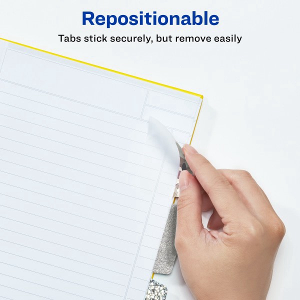 slide 8 of 9, Avery Luxe Collection Ultra Tabs, 2"" X 1-1/2"", Silver Holographic Designs, Pack Of 18 Tabs, 18 ct