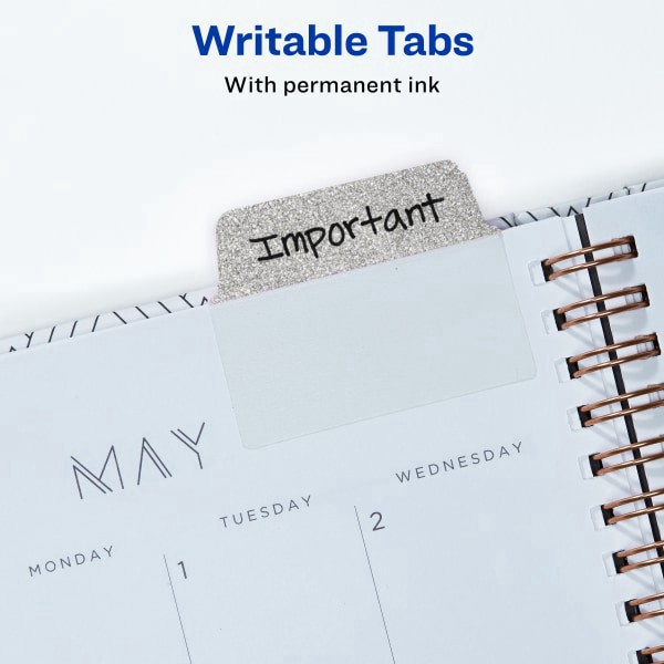 slide 5 of 9, Avery Luxe Collection Ultra Tabs, 2"" X 1-1/2"", Silver Holographic Designs, Pack Of 18 Tabs, 18 ct