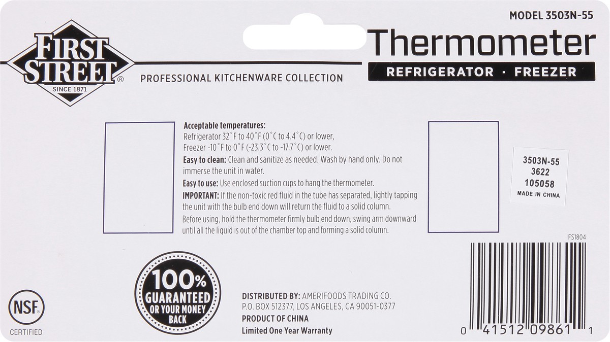 slide 9 of 11, First Street Refrigerator / Freezer Thermometer, 1 ct
