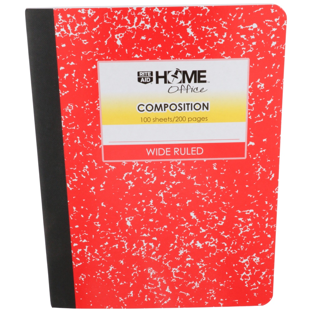 slide 1 of 1, Rite Aid Home Office Composition Book, Wide Ruled, 9.75 x 7.5 in, Assorted Colors, 1 ct