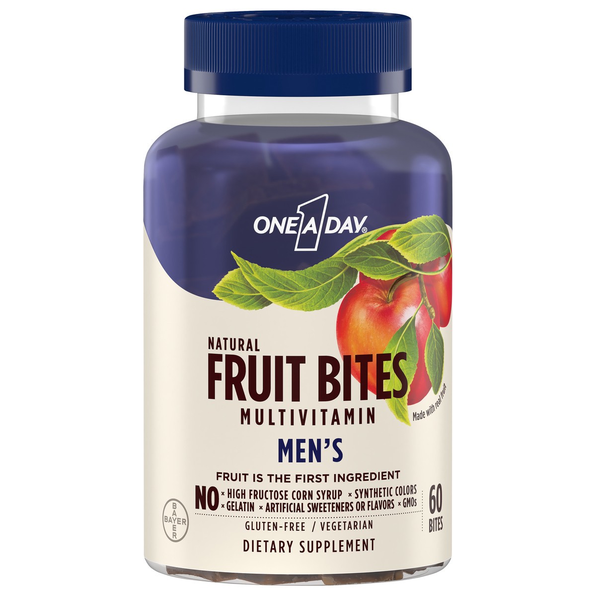 slide 8 of 11, One A Day Men's Fruit Bites Natural Multivitamin 60 ea Bottle, 60 ct