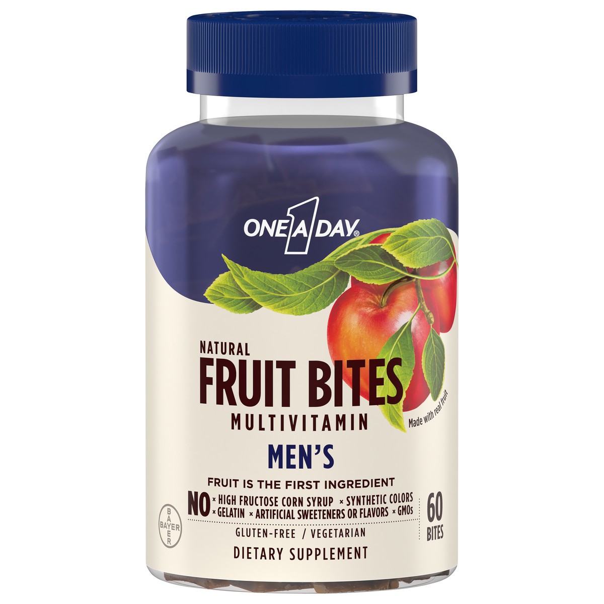 slide 5 of 11, One A Day Men's Fruit Bites Natural Multivitamin 60 ea Bottle, 60 ct