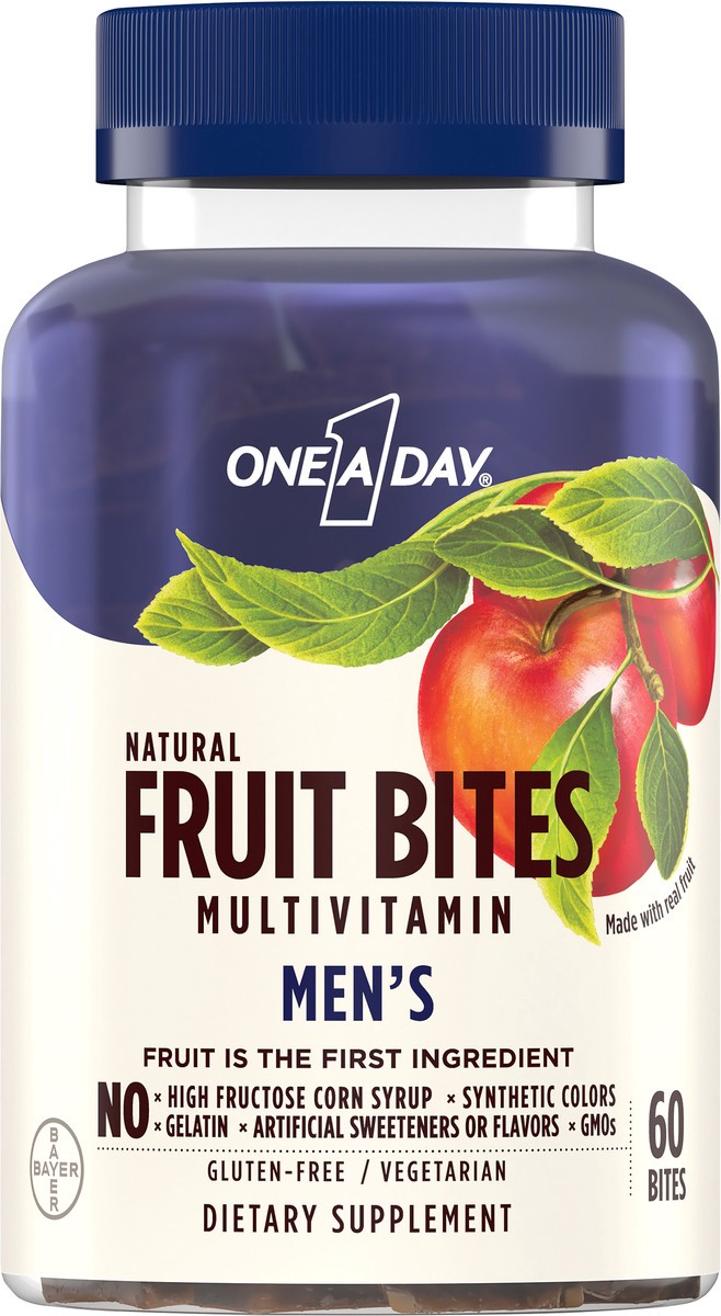 slide 1 of 11, One A Day Men's Fruit Bites Natural Multivitamin 60 ea Bottle, 60 ct