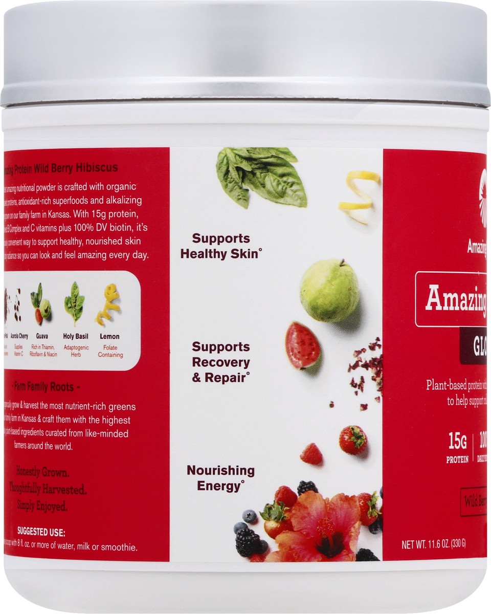 slide 9 of 12, Amazing Grass Glow Wild Berry Hibiscus Amazing Protein 11.6 oz, 11.6 oz