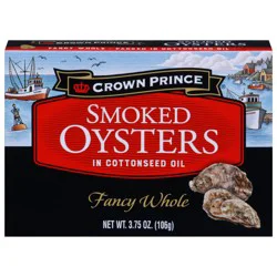 Crown Prince Fancy Whole Smoked Oysters in Cottonseed Oil 3.75 oz