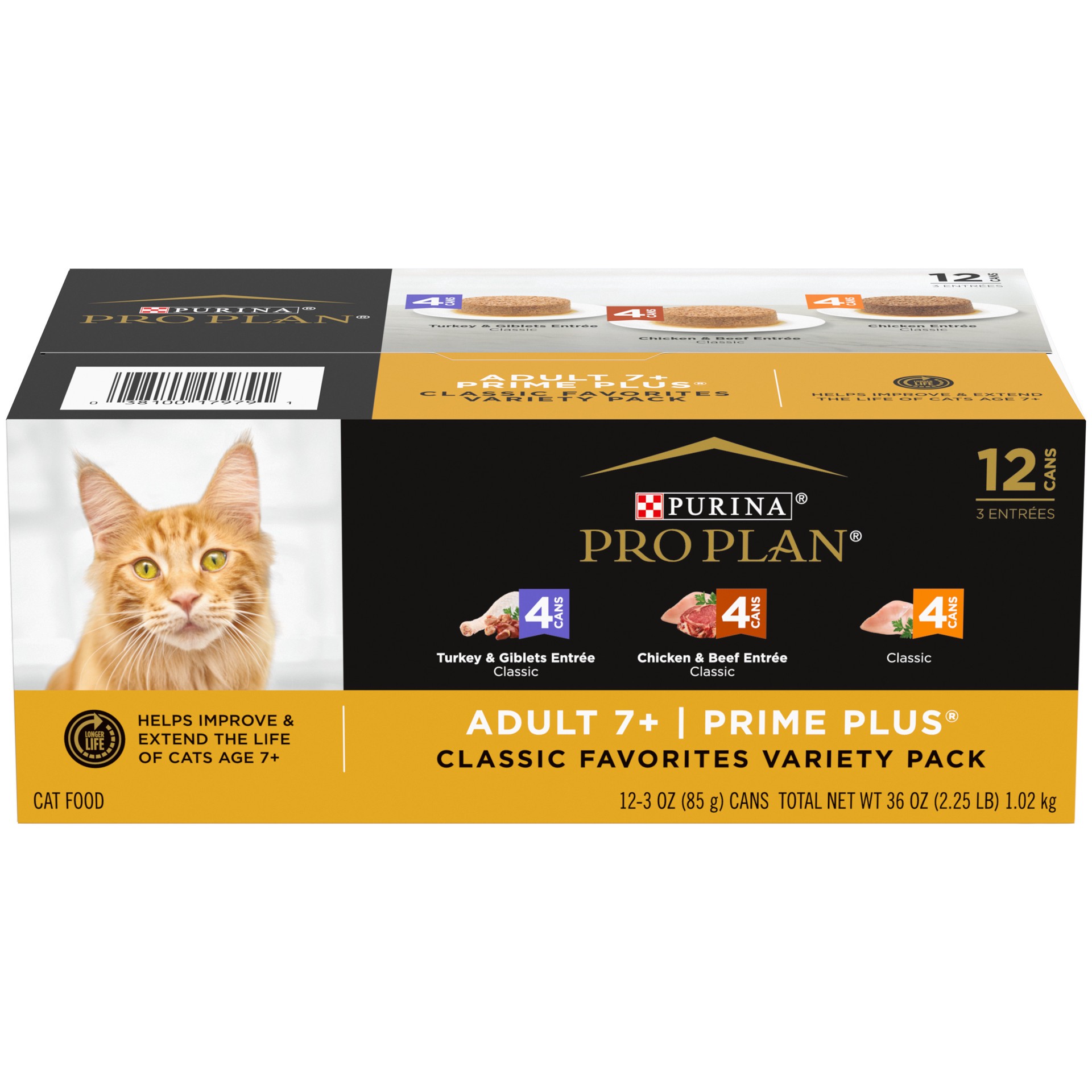 slide 1 of 8, Pro Plan Purina Pro Plan Grain Free Senior Wet Cat Food Variety Pack Pate , SENIOR Poultry & Beef Favorites, 2.25 lb