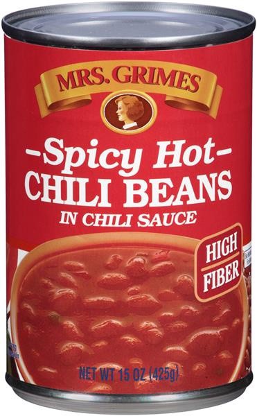 slide 1 of 1, Mrs. Grimes Spicy Hot Chili Beans in Chili Sauce - 15 oz, 15 oz