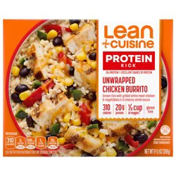 Lean Cuisine Frozen Meal Unwrapped Chicken Burrito, Protein Kick Microwave Meal, Frozen Chicken Burrito Dinner, Frozen Dinner for One