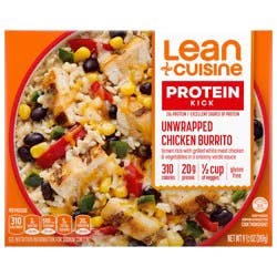 Lean Cuisine Frozen Meal Unwrapped Chicken Burrito, Protein Kick Microwave Meal, Frozen Chicken Burrito Dinner, Frozen Dinner for One