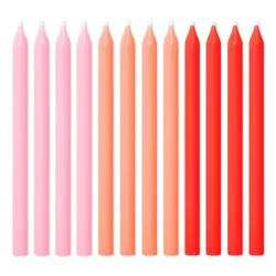 American Greetings Long Thin Assorted Warm Colors Birthday Candles, 12 Count