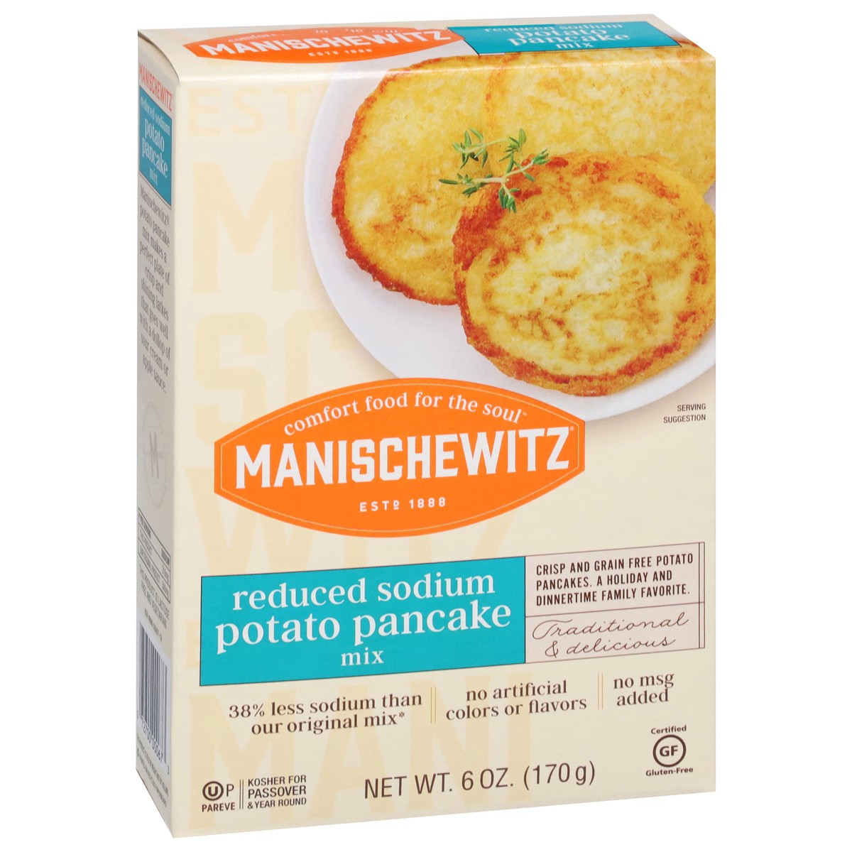 slide 6 of 9, Manischewitz Reduced Sodium Potato Pancake Mix 6 oz, 6 oz