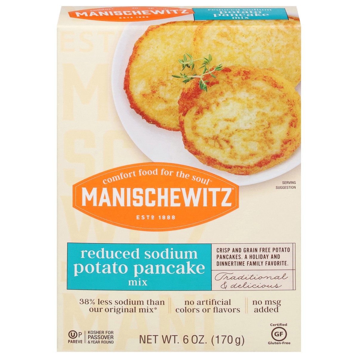 slide 1 of 9, Manischewitz Reduced Sodium Potato Pancake Mix 6 oz, 6 oz