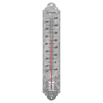 slide 1 of 1, La Crosse Galvanized Metal Thermometer - Silver, 19.25 in