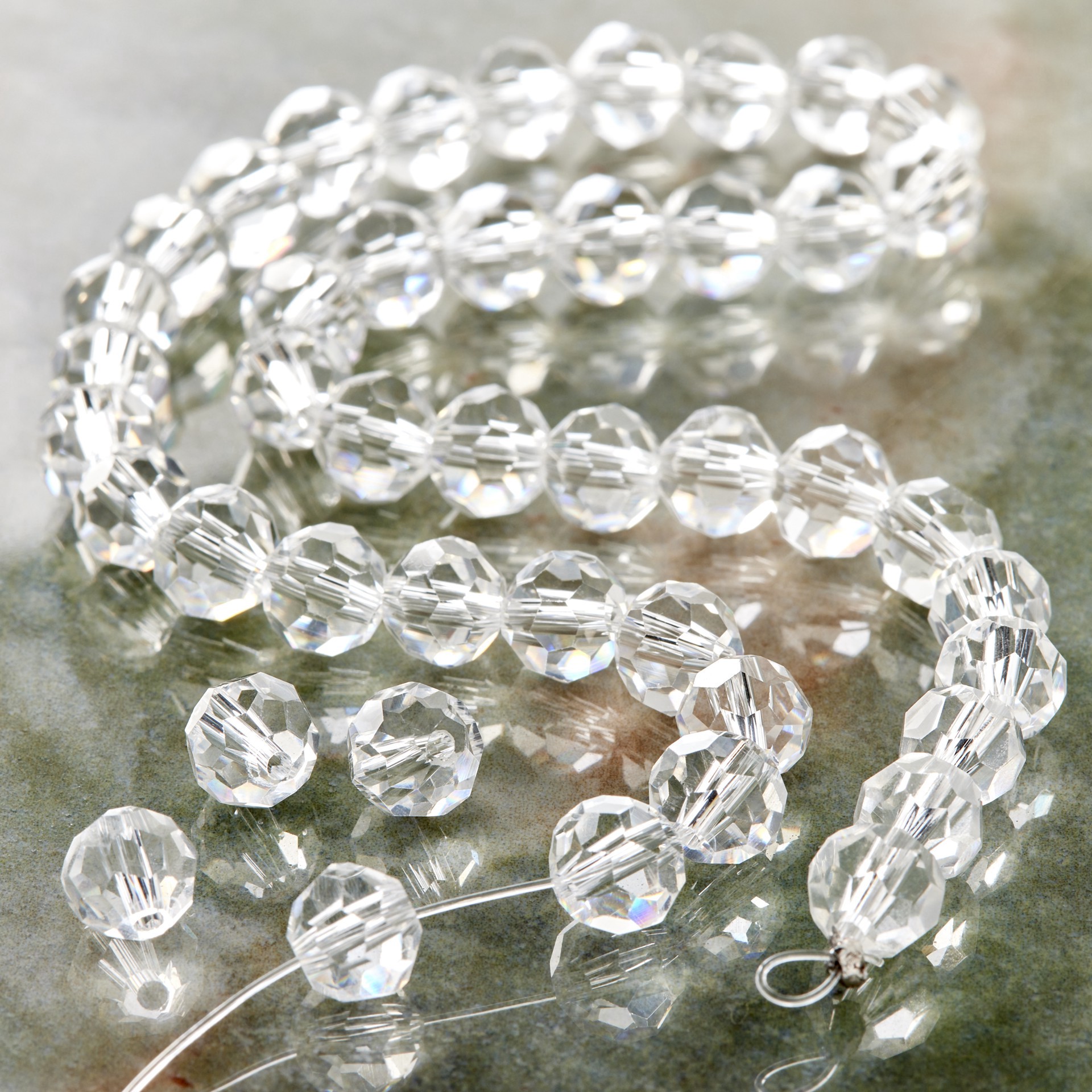 slide 3 of 3, Crystal Glass Faceted Round Beads, 8mm By Bead Landing, 8mm