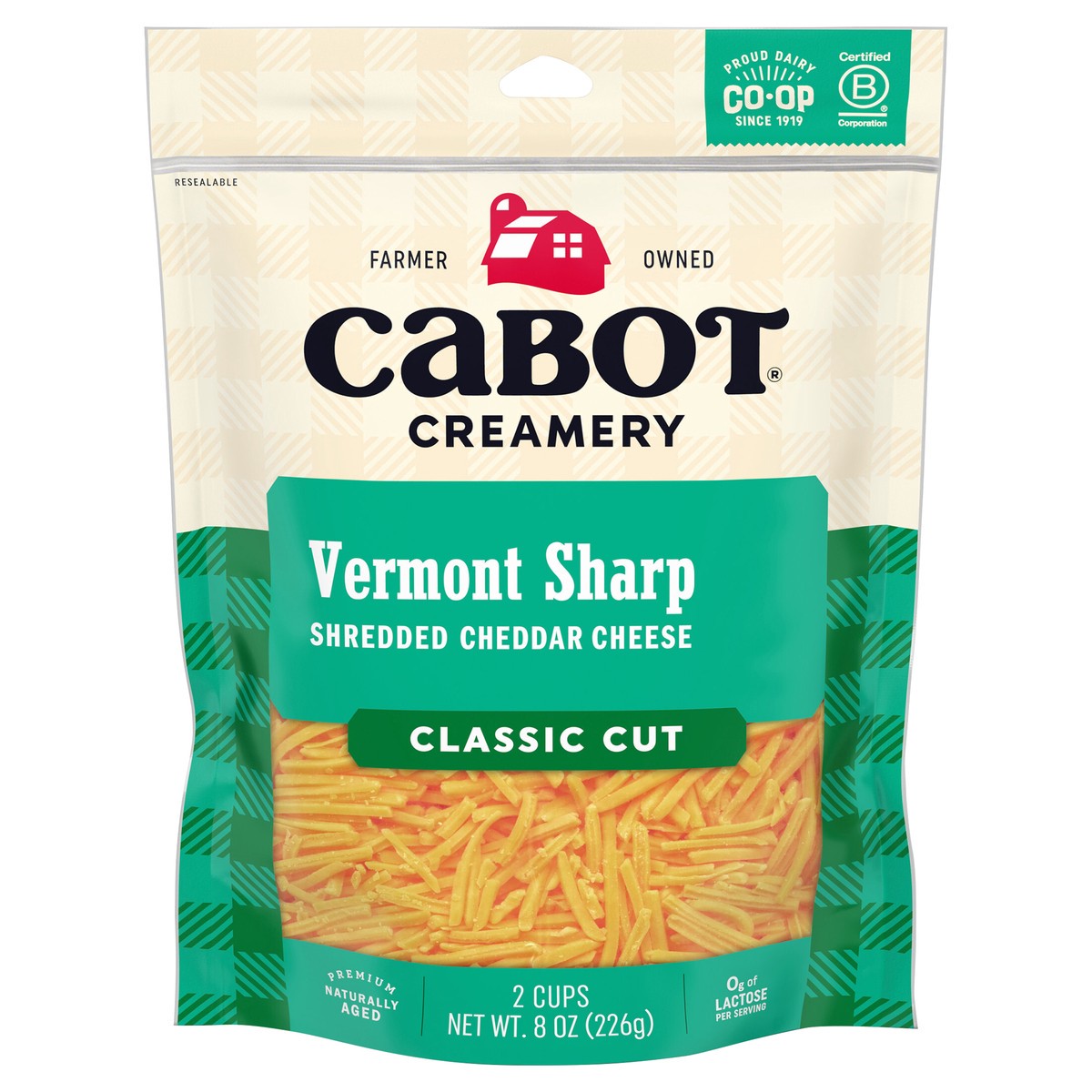 slide 1 of 3, Cabot Sharp Shredded Yellow Cheddar Cheese, 8 oz