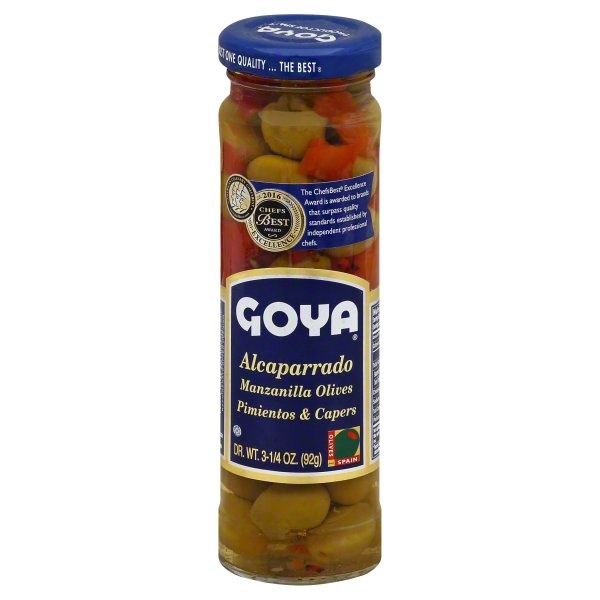 slide 1 of 1, Goya Alcaparrado Olives With Peppers & Capers, 3.25 oz