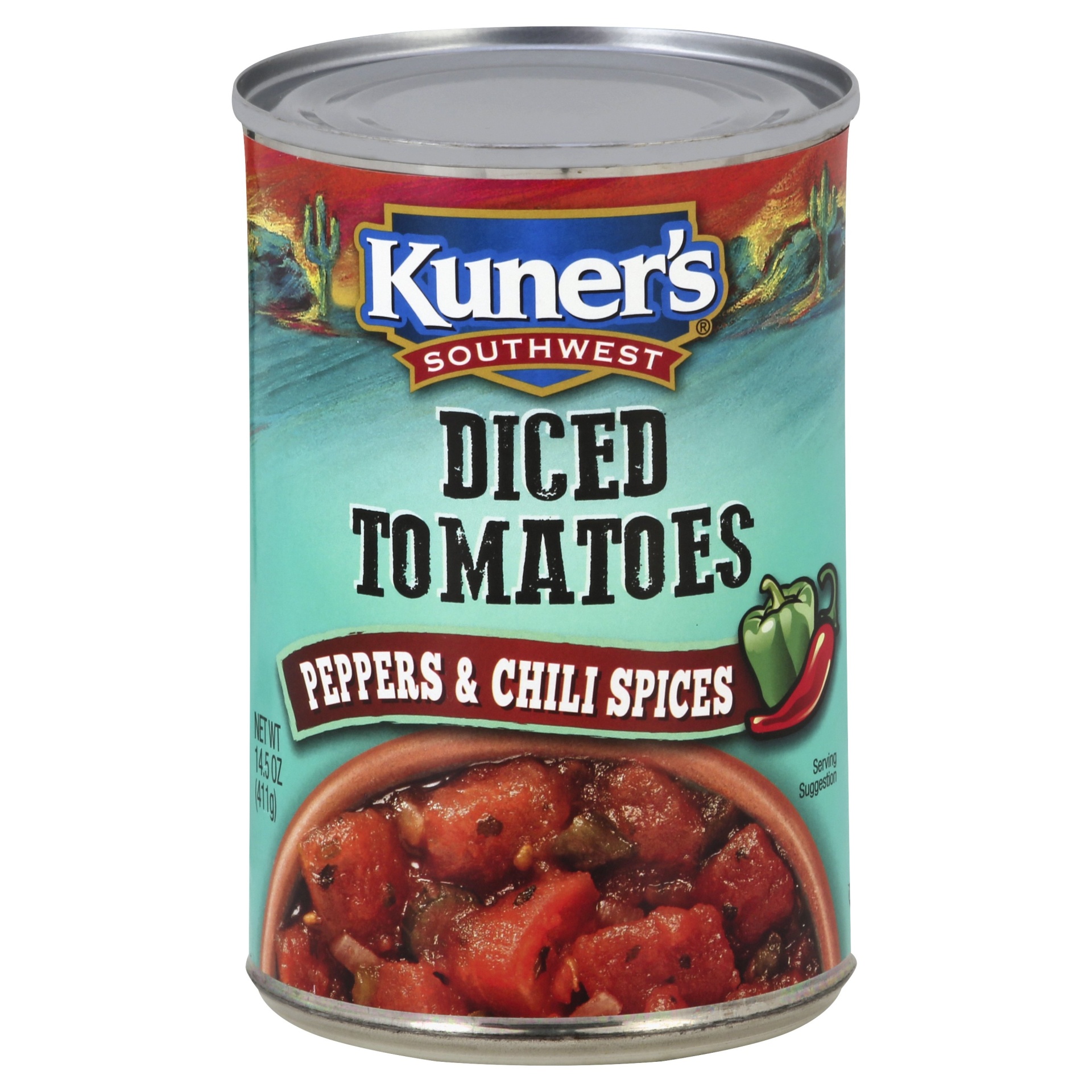 slide 1 of 1, Kuner's Southwest Diced Tomatoes Chiles & Chili Spices, 14.5 oz