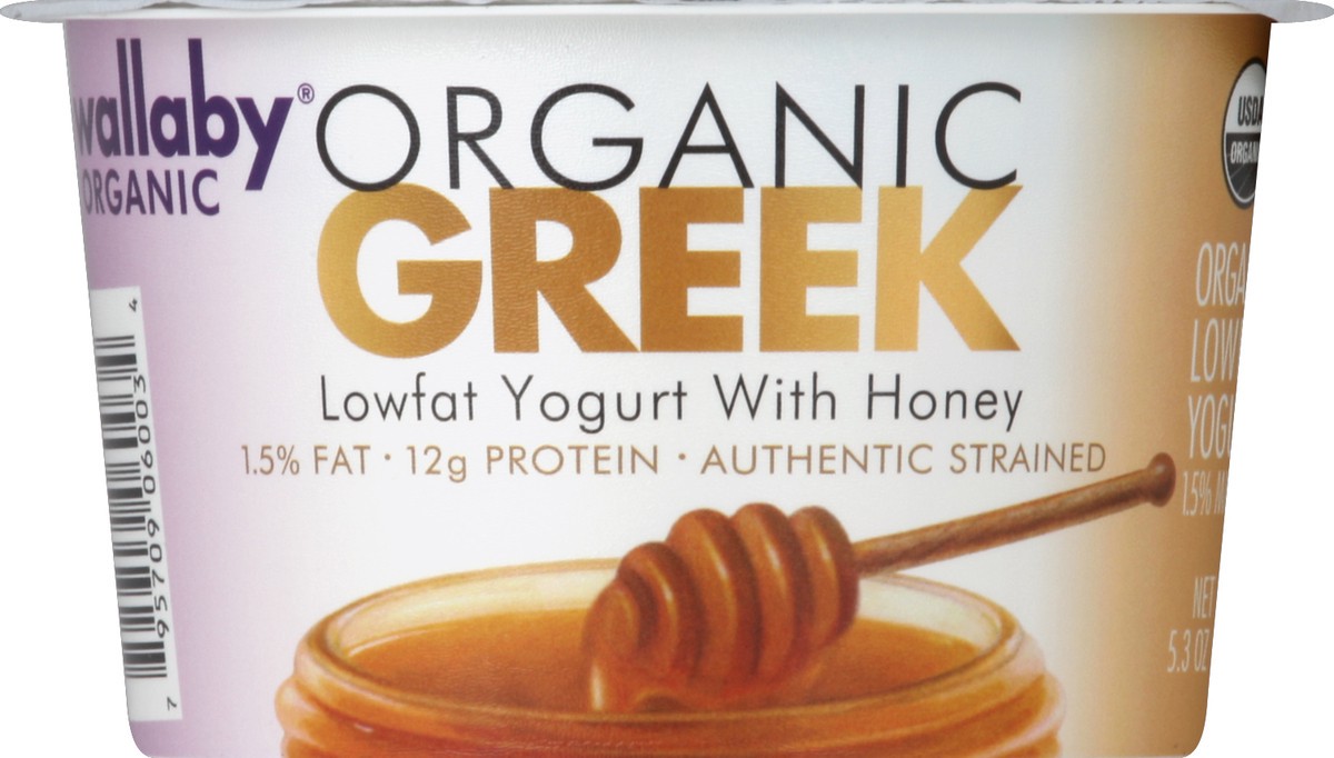 slide 3 of 3, Wallaby Organic Greek Low Fat With Honey Yogurt, 5.3 oz