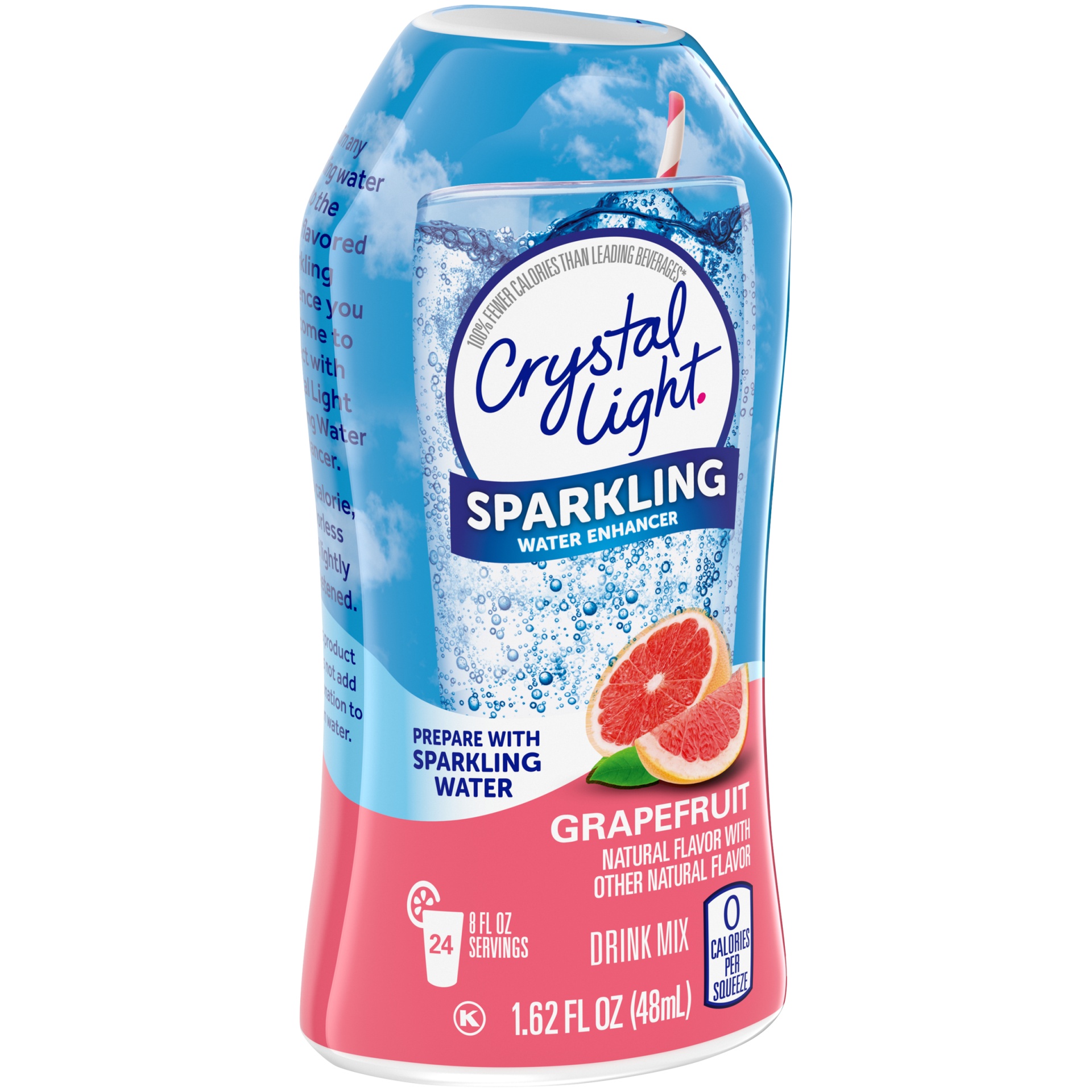 slide 2 of 6, Crystal Light Grapefruit Naturally Flavored Sparkling Water Enhancer Drink Mix, 1.62 fl oz
