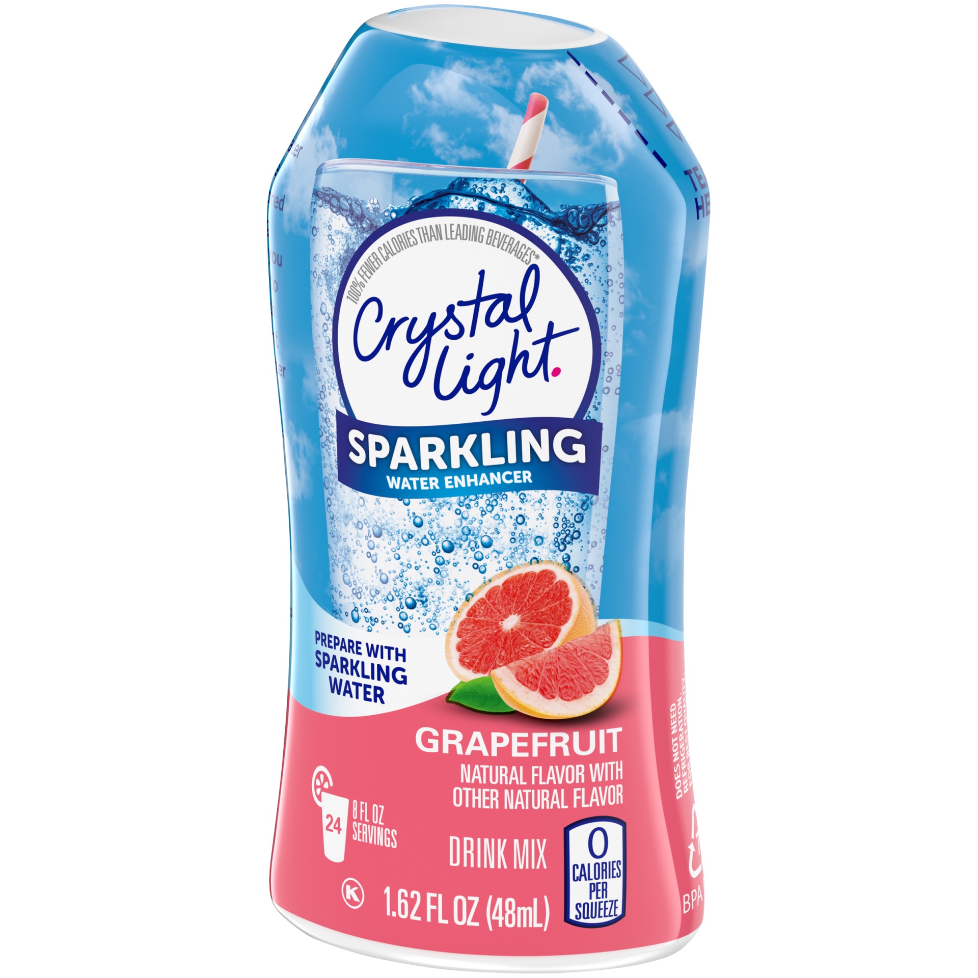 slide 3 of 6, Crystal Light Grapefruit Naturally Flavored Sparkling Water Enhancer Drink Mix, 1.62 fl oz
