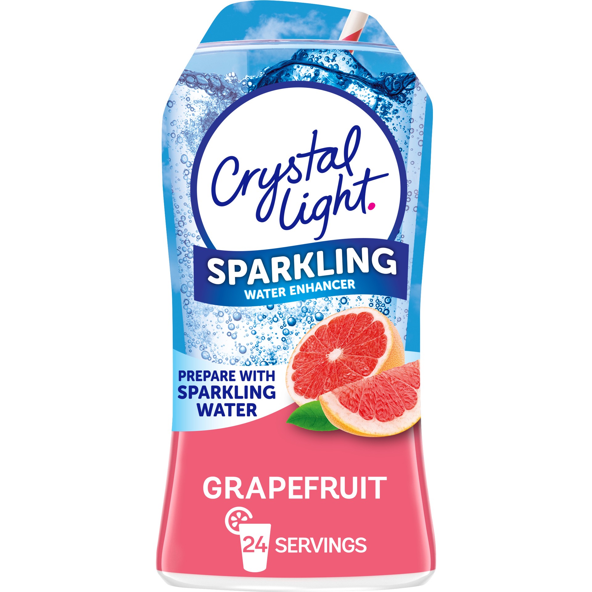 slide 1 of 9, Crystal Light Grapefruit Naturally Flavored Sparkling Water Enhancer Drink Mix, 1.62 fl oz Bottle, 1.62 fl oz