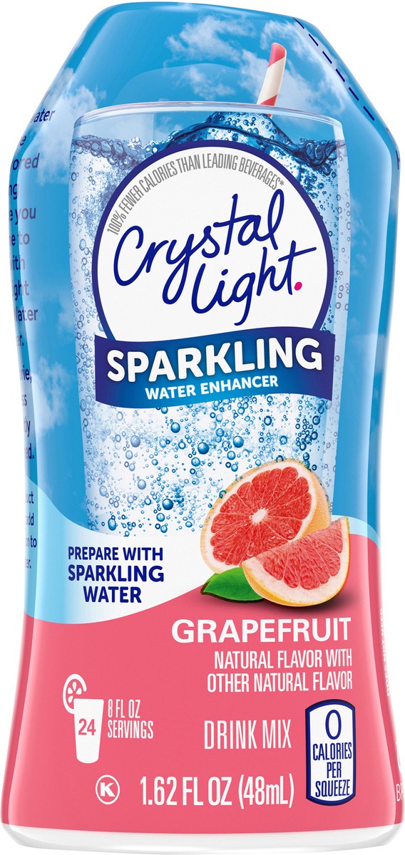 slide 4 of 9, Crystal Light Grapefruit Naturally Flavored Sparkling Water Enhancer Drink Mix, 1.62 fl oz Bottle, 1.62 fl oz