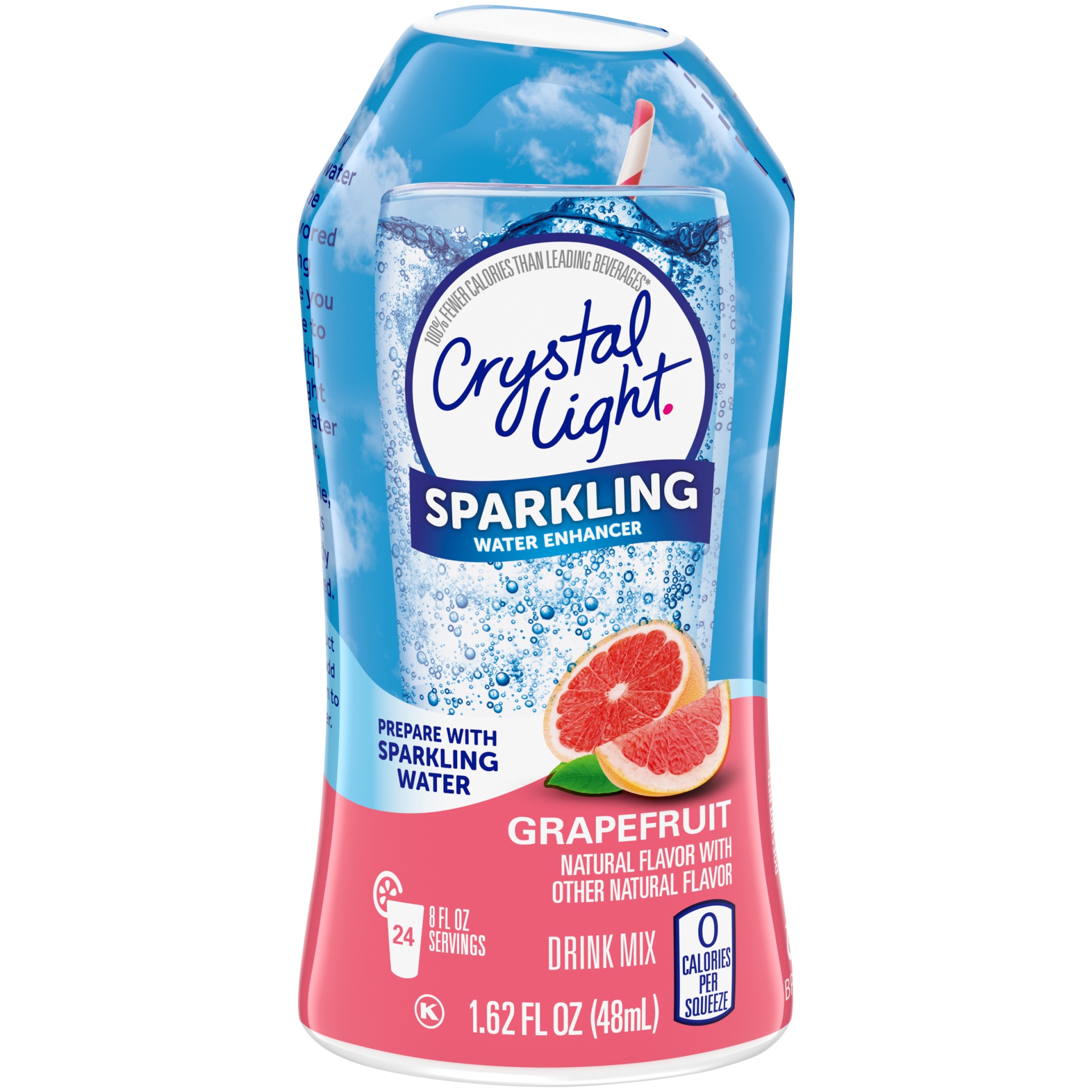 slide 1 of 6, Crystal Light Grapefruit Naturally Flavored Sparkling Water Enhancer Drink Mix, 1.62 fl oz