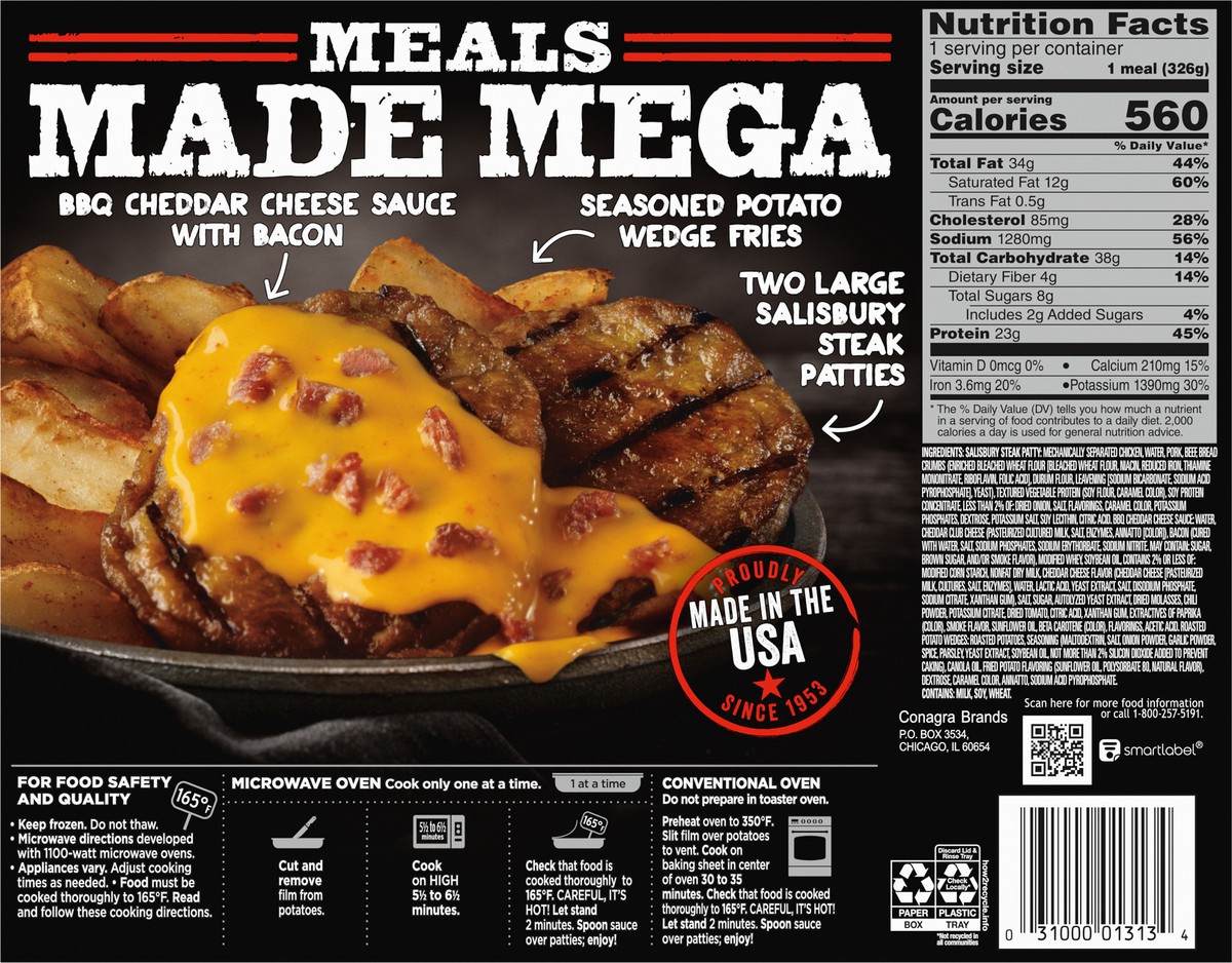 slide 7 of 11, Banquet MEGA Meals, Bacon Cheddar Patty, Frozen, 11.5 oz