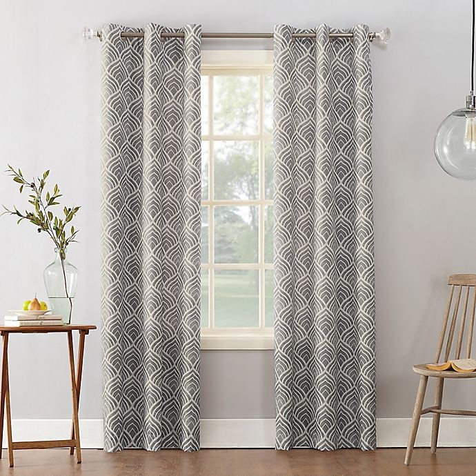 slide 1 of 4, Sun Zero Clarke Room Darkening Thermal Insulated Grommet Curtain Panel - Gray, 84 in