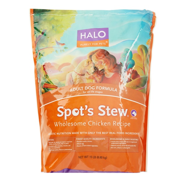 slide 1 of 1, Halo Spots Stew Holistic Chicken Dog Food, 22 oz