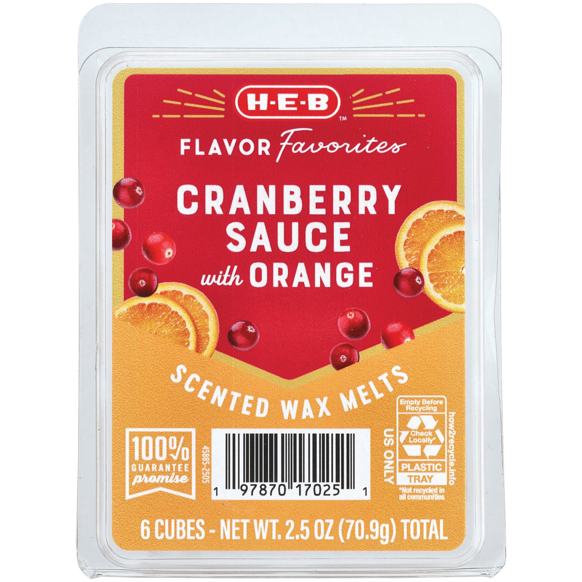 slide 1 of 1, H-E-B Flavor Favorites Cranberry Sauce with Orange Scented Wax Melts, 2.5 oz