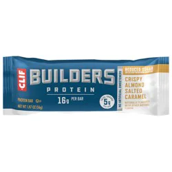 CLIF Builders CLIF BUILDERS Crispy Almond Salted Caramel Protein Bar with Reduced Sugar, Gluten Free - 1.97 oz.