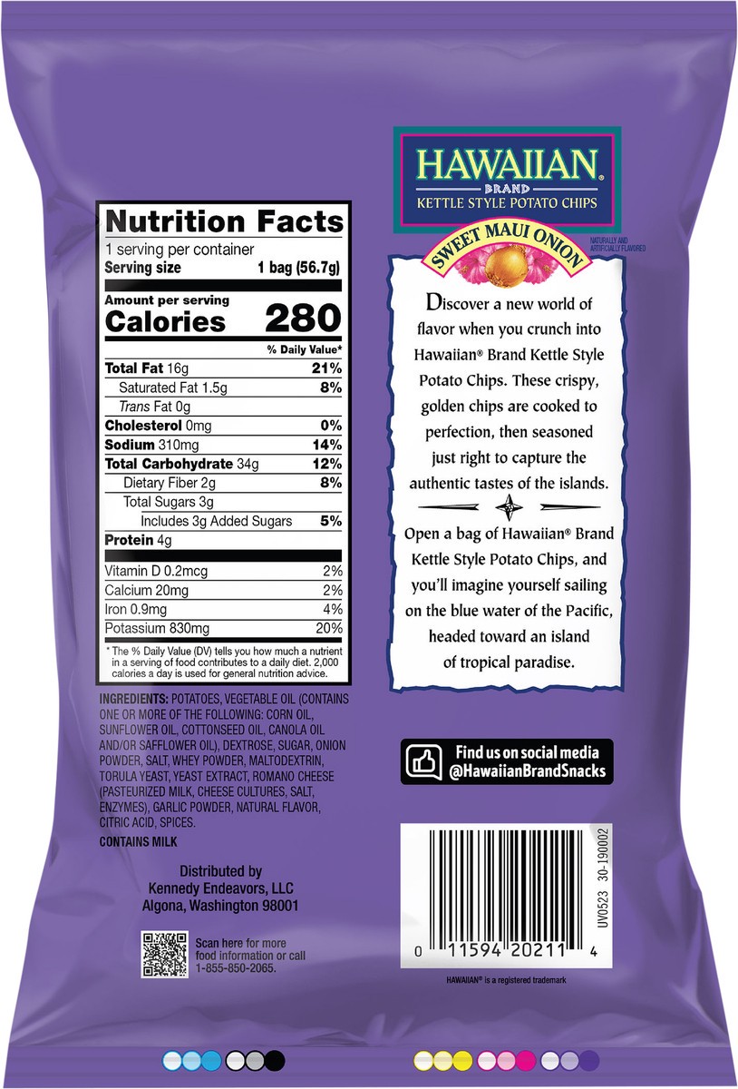 slide 6 of 10, Hawaiian 2 oz Hawaiian Maui Onion Kettle Chip, 2 oz