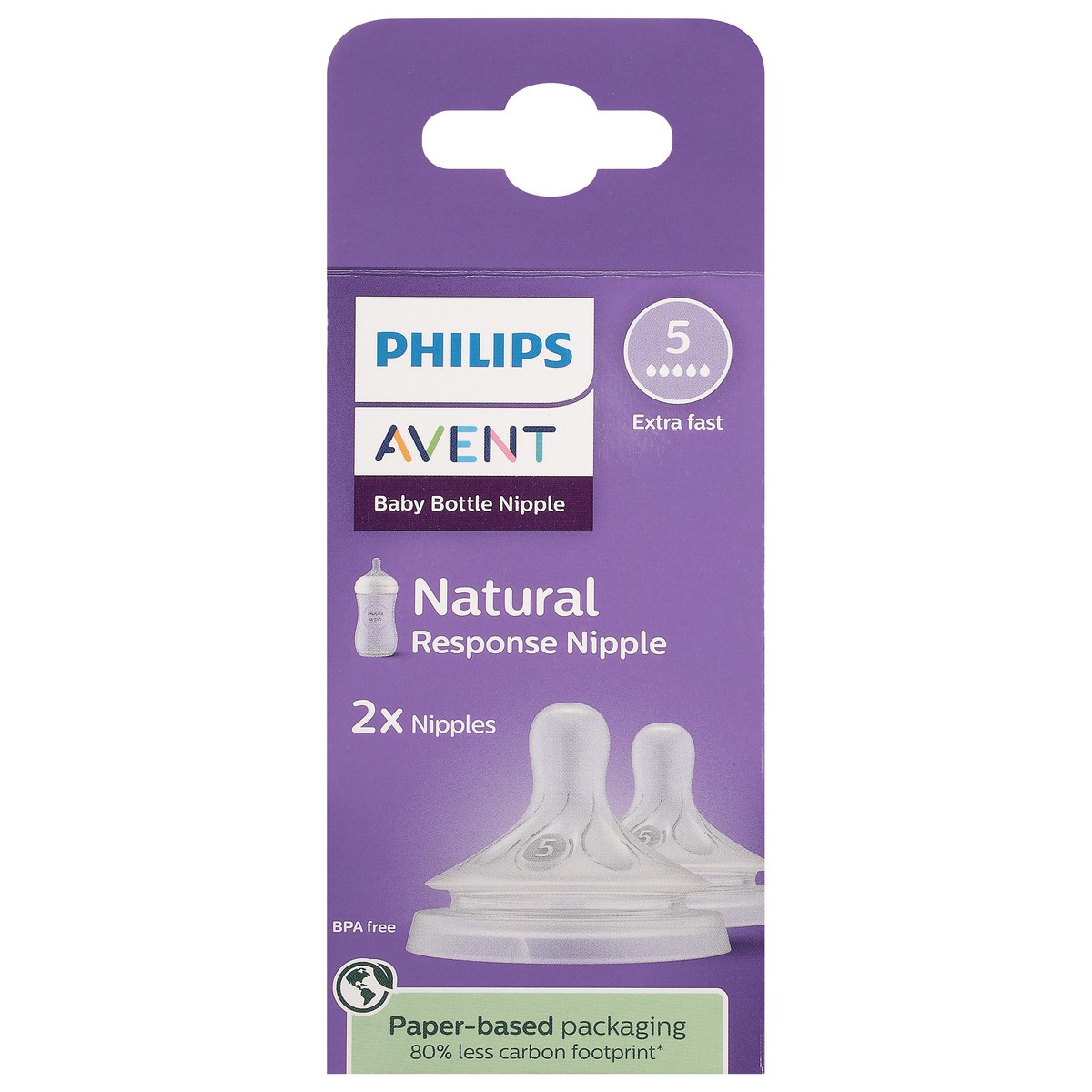 slide 1 of 39, Philips Avent Natural 5 Extra Fast Baby Bottle Nipple 2 Each, 2 ct