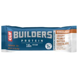 CLIF Builders CLIF BUILDERS Crispy Peanut Butter Chocolate Flavored Protein Bar with Reduced Sugar, Gluten Free - 1.97 oz.
