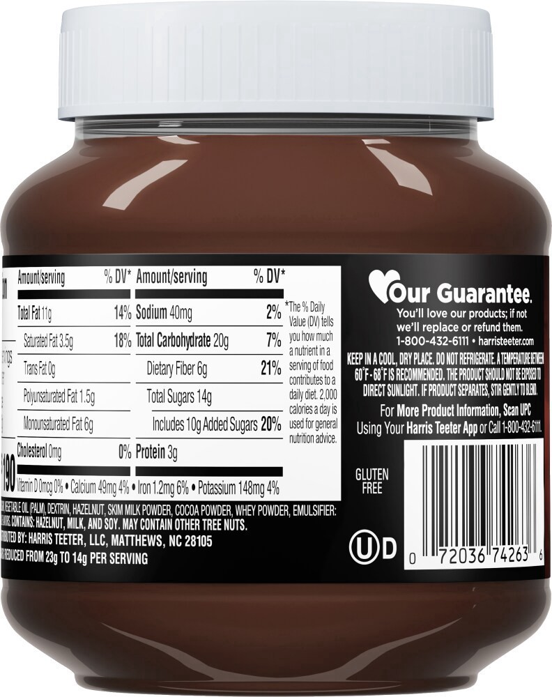 slide 4 of 4, Harris Teeter® 30% Less Sugar Hazelnut Spread, 13 oz