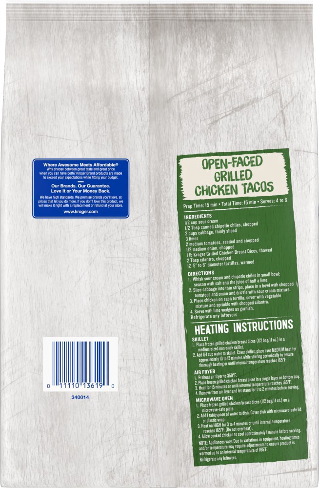 slide 2 of 4, Kroger Grilled Chicken Breast Dices, 22 oz