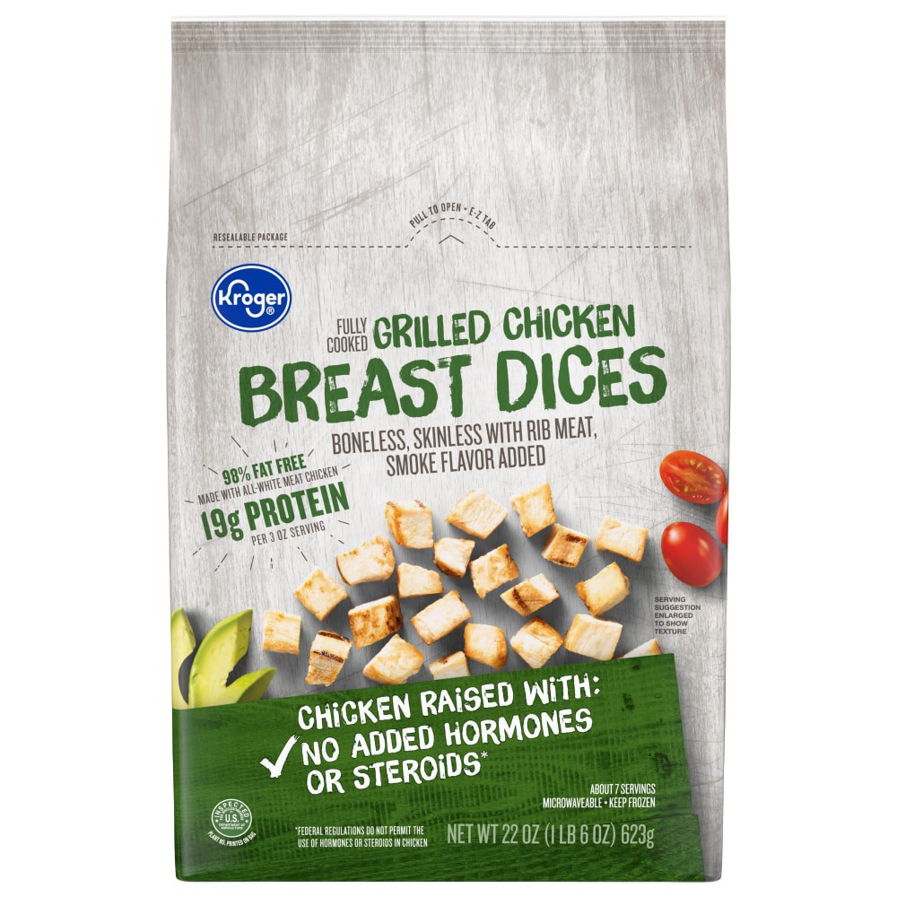 slide 1 of 4, Kroger Grilled Chicken Breast Dices, 22 oz