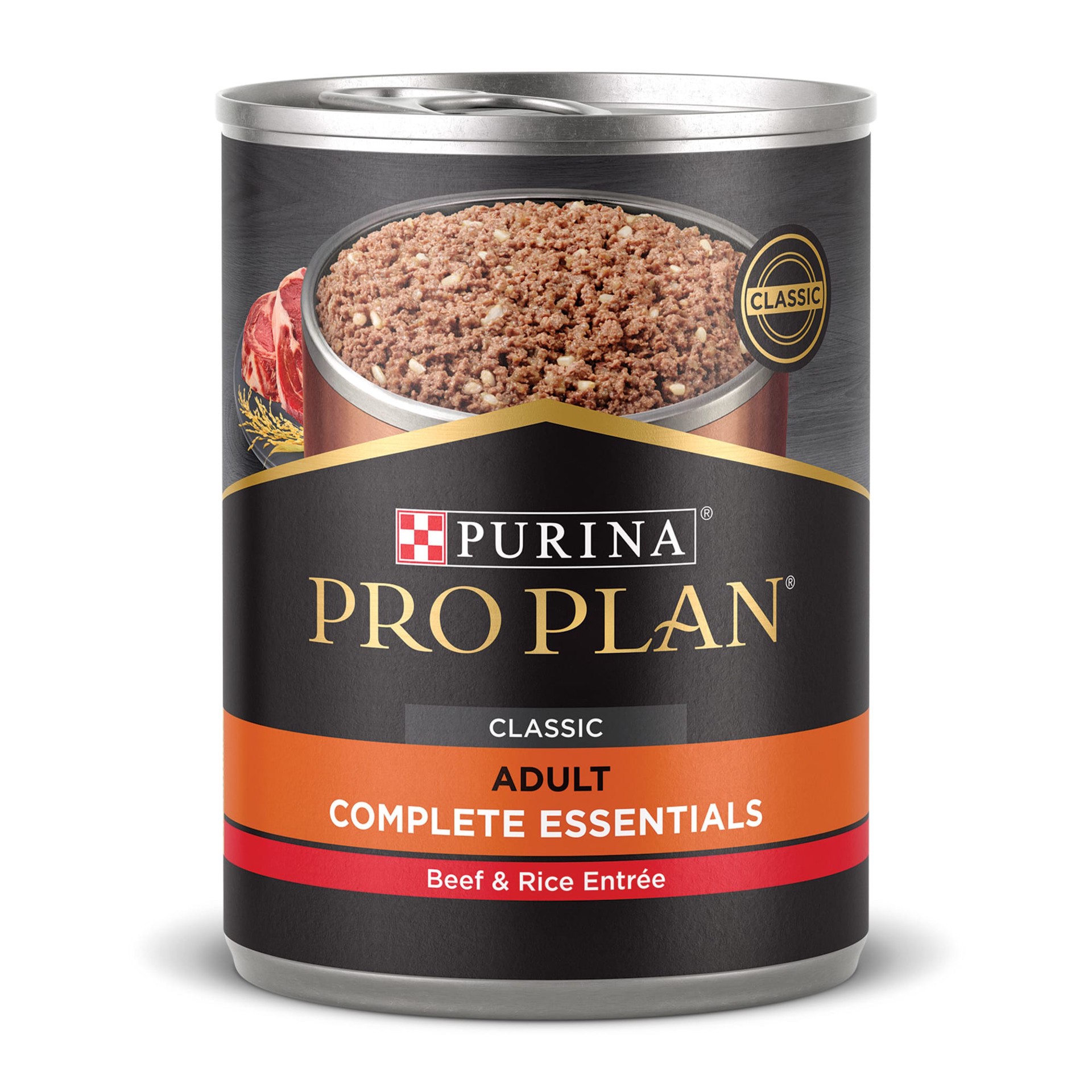 slide 1 of 6, Pro Plan Purina Pro Plan Complete Essentials Classic Pate Dog Food, Beef and Rice Entrée, 13 oz