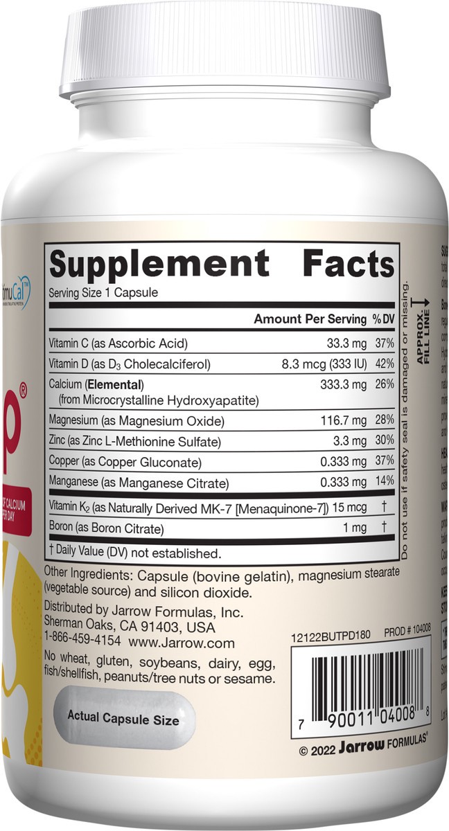 slide 3 of 4, Jarrow Formulas BoneUp Three Per Day - 180 Capsules - Micronutrient Formula for Bone Health - Includes Natural Sources of Vitamin D3, Vitamin K2 (as MK-7) & Calcium - 60 Servings, 180 ct