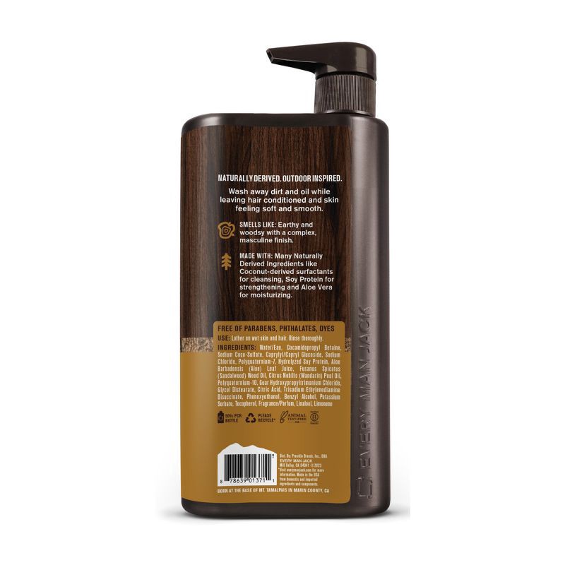 slide 10 of 10, Every Man Jack Sandalwood Hydrating Men's 3-in-1 Body Wash and Shampoo & Conditioner - 28.8 fl oz, 28.8 fl oz