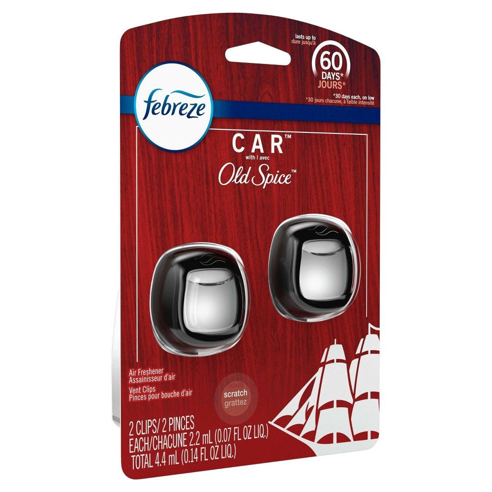 slide 6 of 7, Febreze Car Air Freshener Vent Clip Old Spice, 2 ct