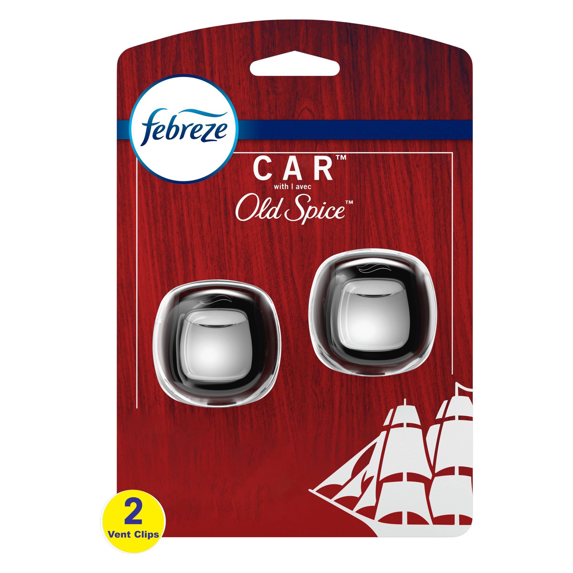 slide 1 of 7, Febreze Car Air Freshener Vent Clip Old Spice, 2 ct