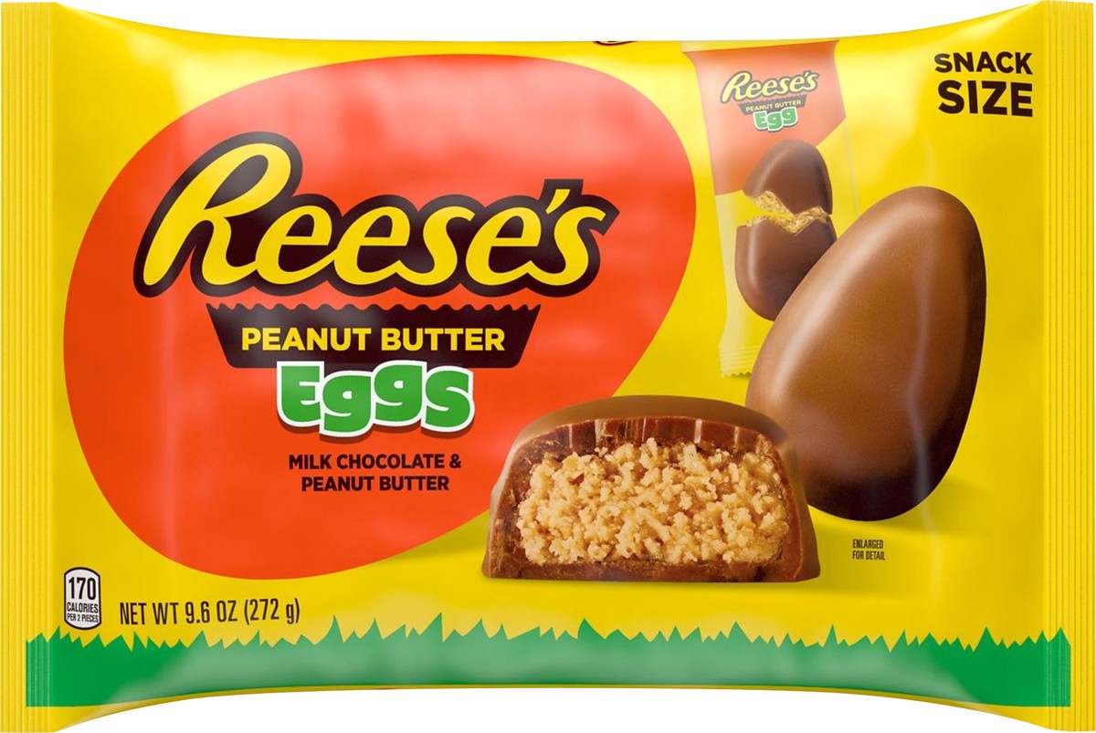 slide 2 of 3, Reese's Milk Chocolate Snack Size Peanut Butter Eggs, Easter Candy Bag, 9.6 oz, 9.6 oz