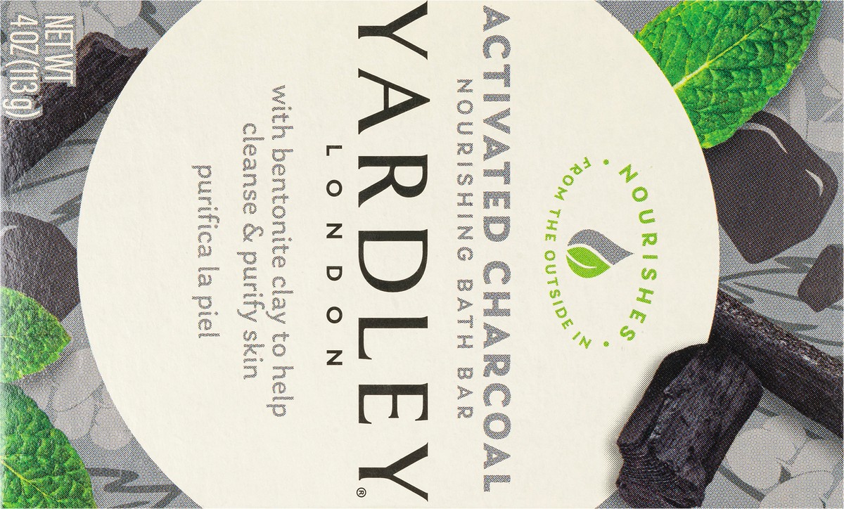 slide 4 of 12, Yardley London Nourishing Bath Soap Bar Activated Charcoal, with Bentonite Clay to Help Cleanse & Purify Skin, 4.0 oz Bath Bar, 1 Soap Bar, 4 oz