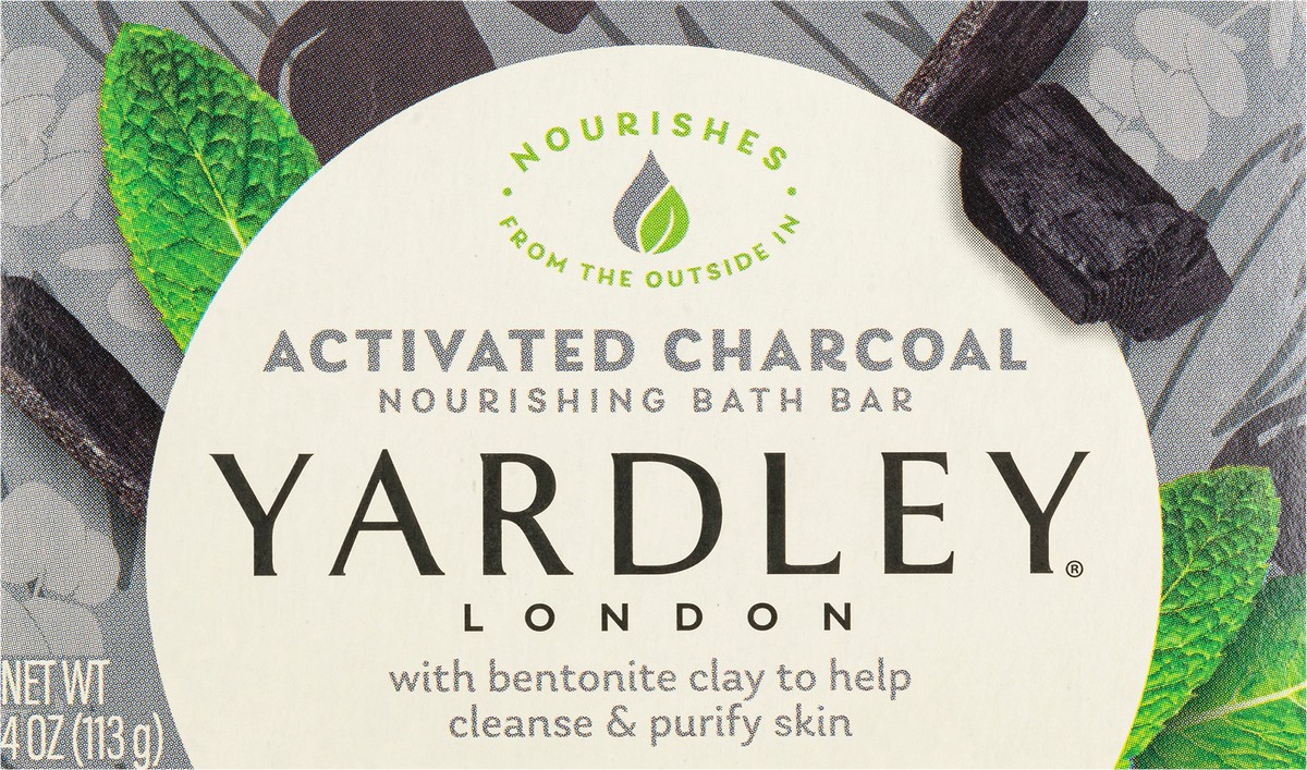 slide 5 of 12, Yardley London Nourishing Bath Soap Bar Activated Charcoal, with Bentonite Clay to Help Cleanse & Purify Skin, 4.0 oz Bath Bar, 1 Soap Bar, 4 oz