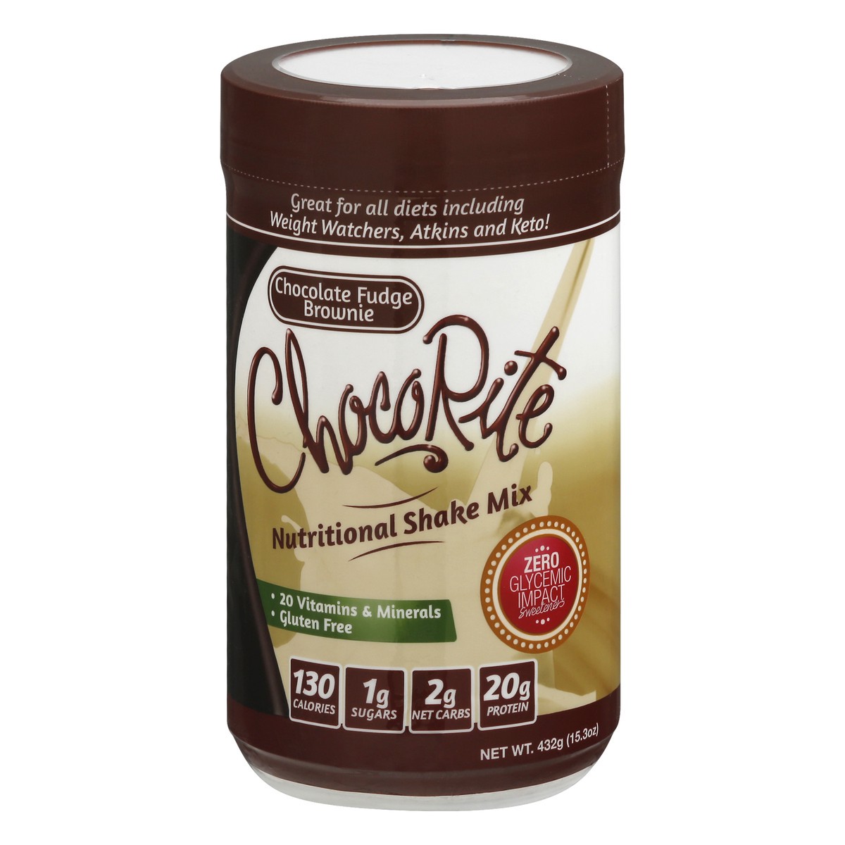 slide 3 of 13, ChocoRite Chocolate Fudge Brownie Nutritional Shake Mix 432 g, 14.7 oz