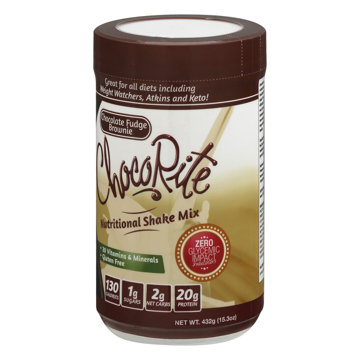 slide 10 of 13, ChocoRite Chocolate Fudge Brownie Nutritional Shake Mix 432 g, 14.7 oz