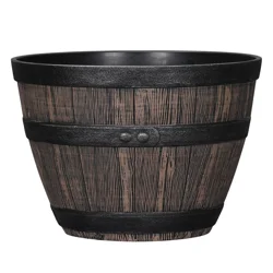 Whiskey Barrel Planter, 12 in x 7.8 in, Brown