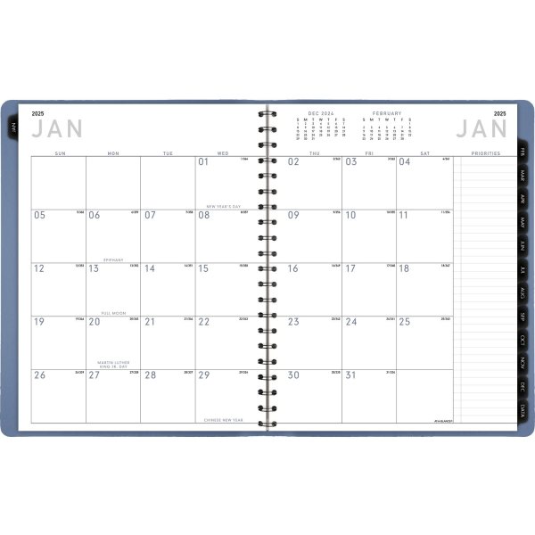 slide 2 of 4, 2025 At-A-Glance Contemporary Weekly/Monthly Planner, 8-1/4"" X 11"", Slate Blue, January To December, 70940X2025, 1 ct